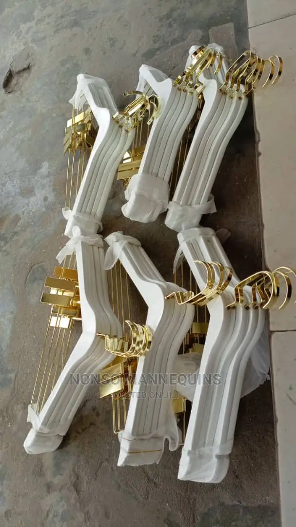 White and Gold Luxury Hangers With Clips