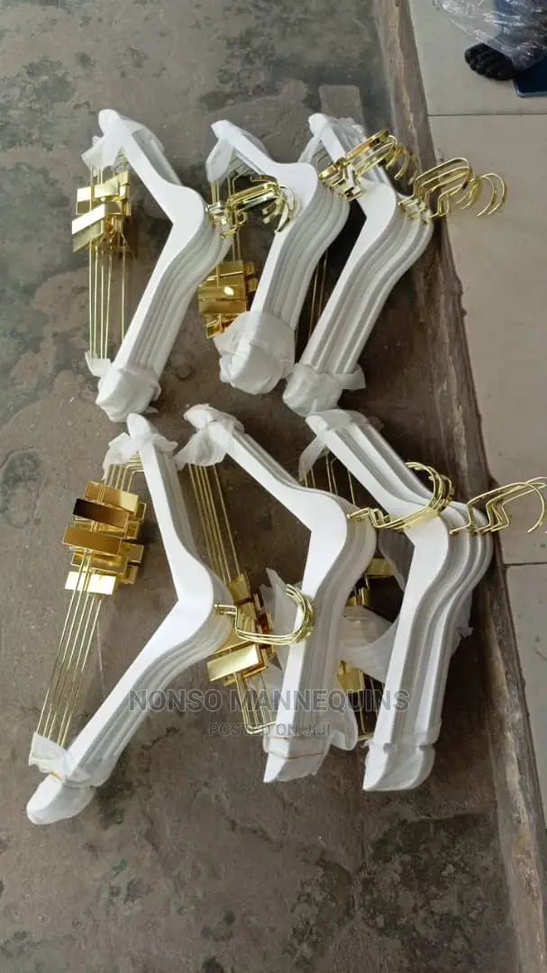 White and Gold Luxury Hangers With Clips