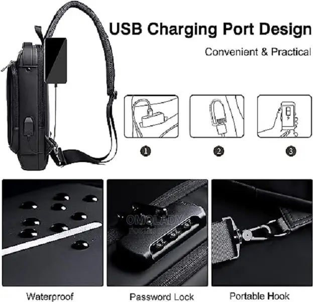 Anti Theft Usb Charging Sport Sling Bag