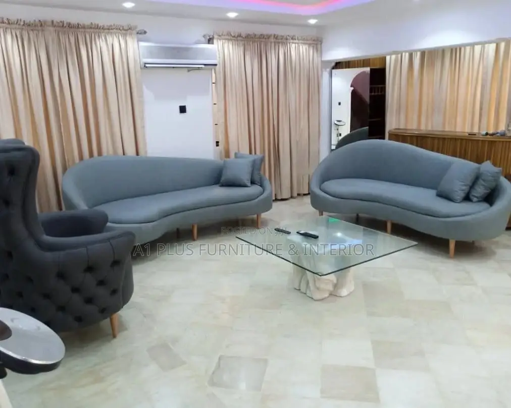 3-3-1 Curvy Synthetic Sofa With Wooden Leg