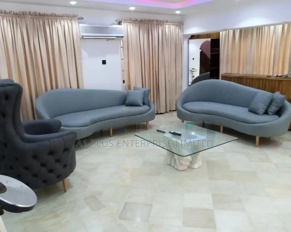 3-3-1 Curvy Synthetic Sofa With Wooden Leg