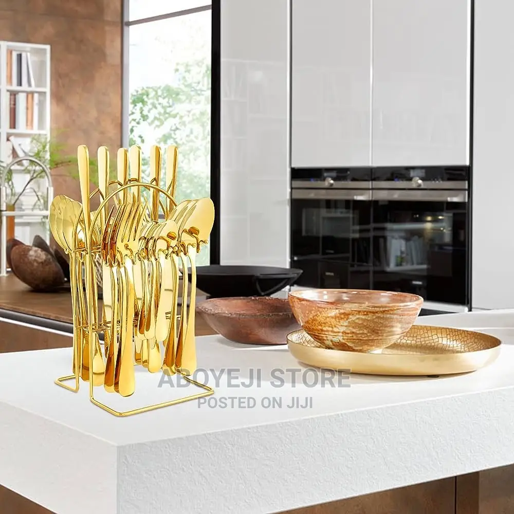 Set 24 Piece Gold Silverware