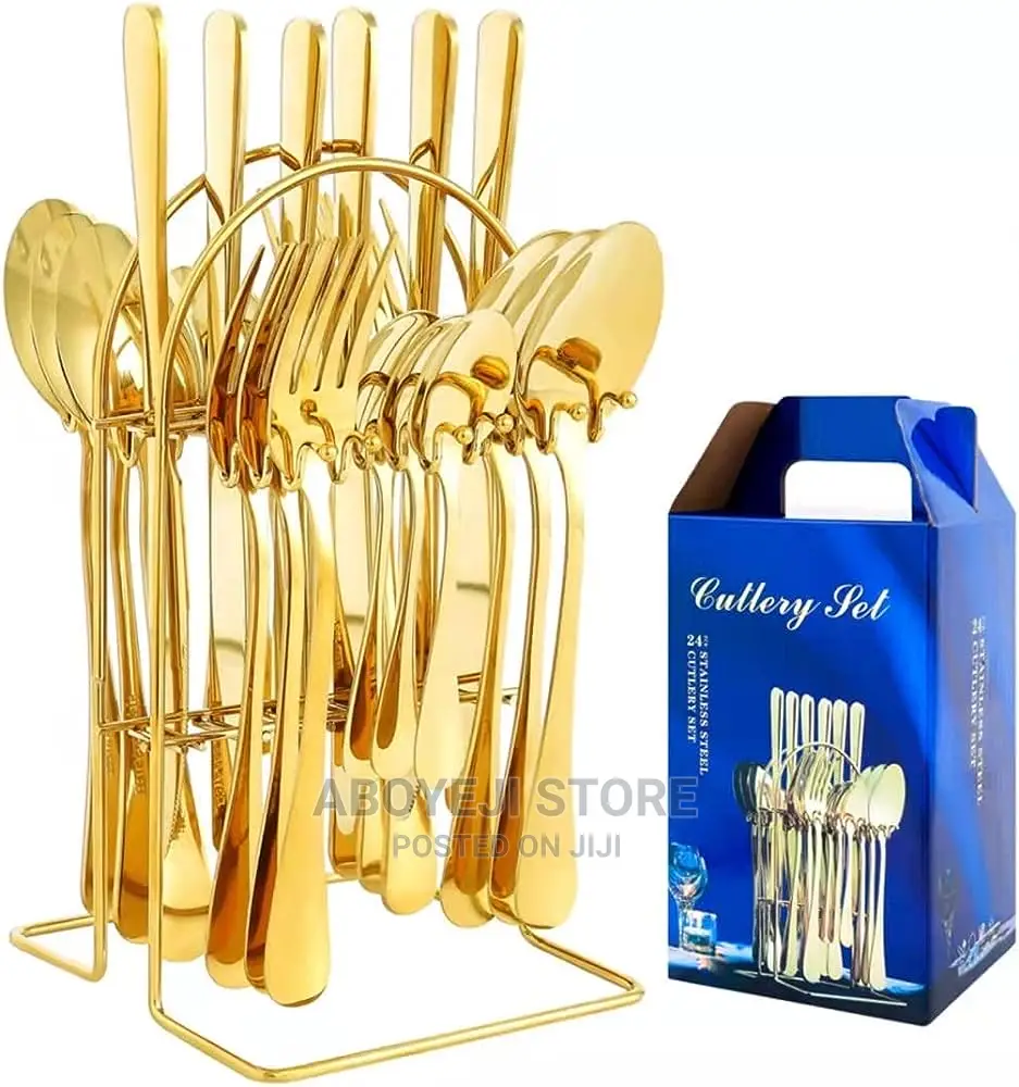 Set 24 Piece Gold Silverware