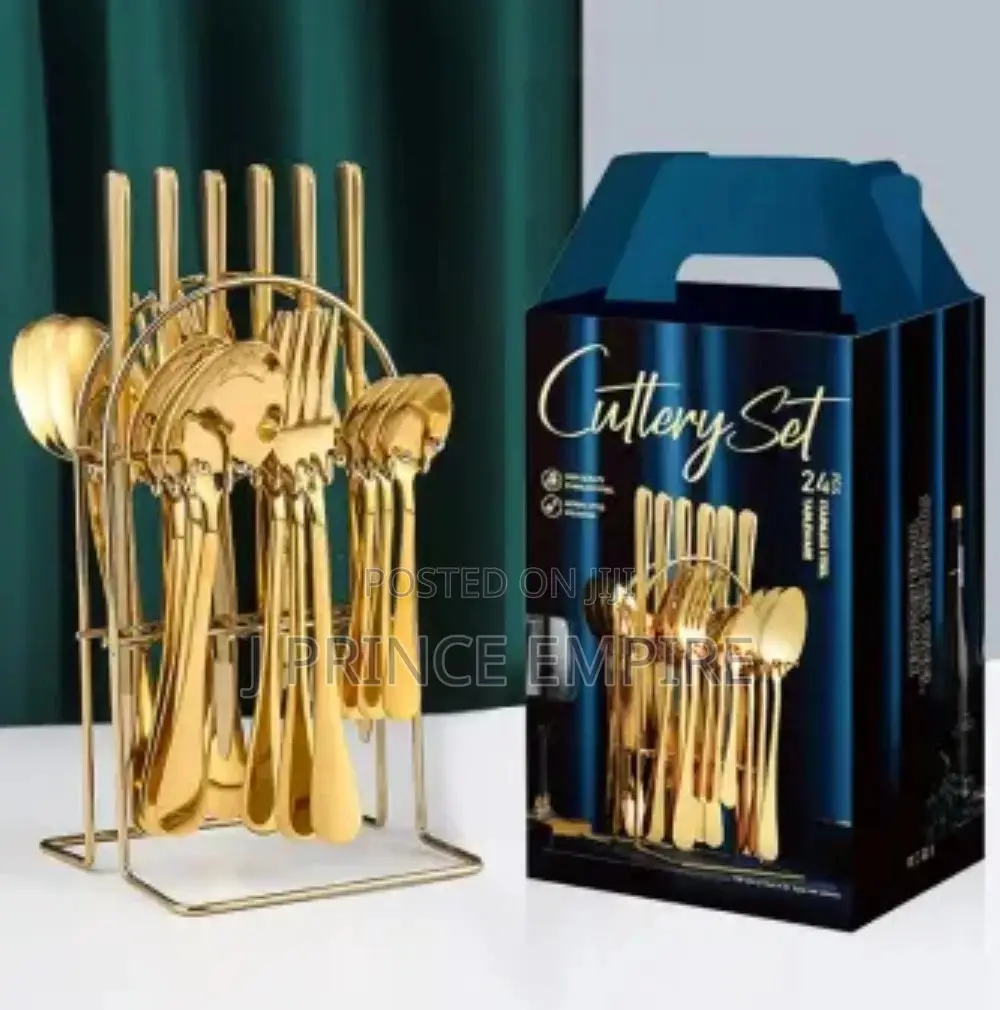 24pcs High Quality Stainless Gold Cutlery