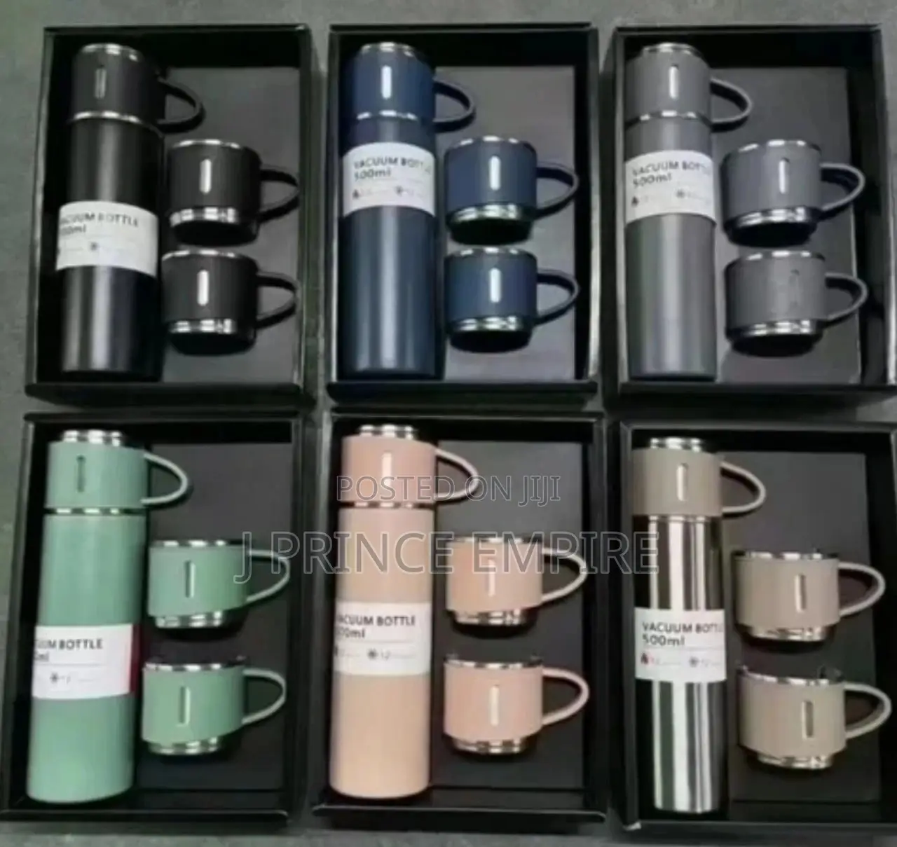 Stainless Steel Vacuum Flask With 2 Tea Cups Gift Set