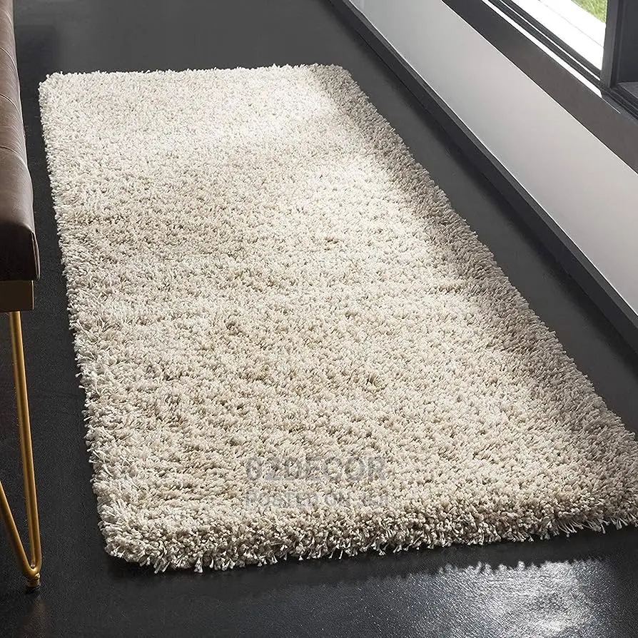 Beige Color Hand Woven Soft Shaggy Center Rugs 4/6