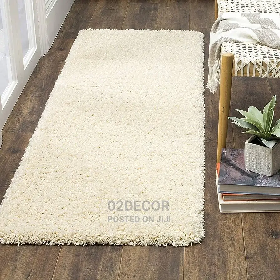 Beige Color Hand Woven Soft Shaggy Center Rugs 4/6