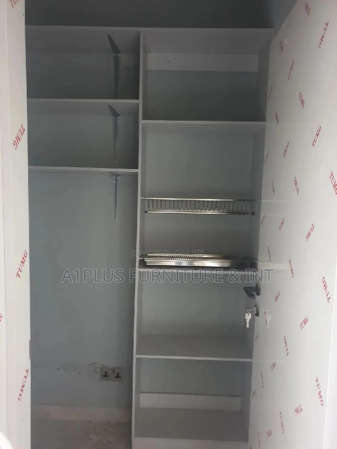 Store Cabinet With Plate Rack Hanging Shelves