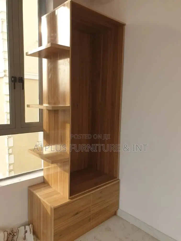 Standard Height Wardrobe + Floating Shelves Drawers Chest