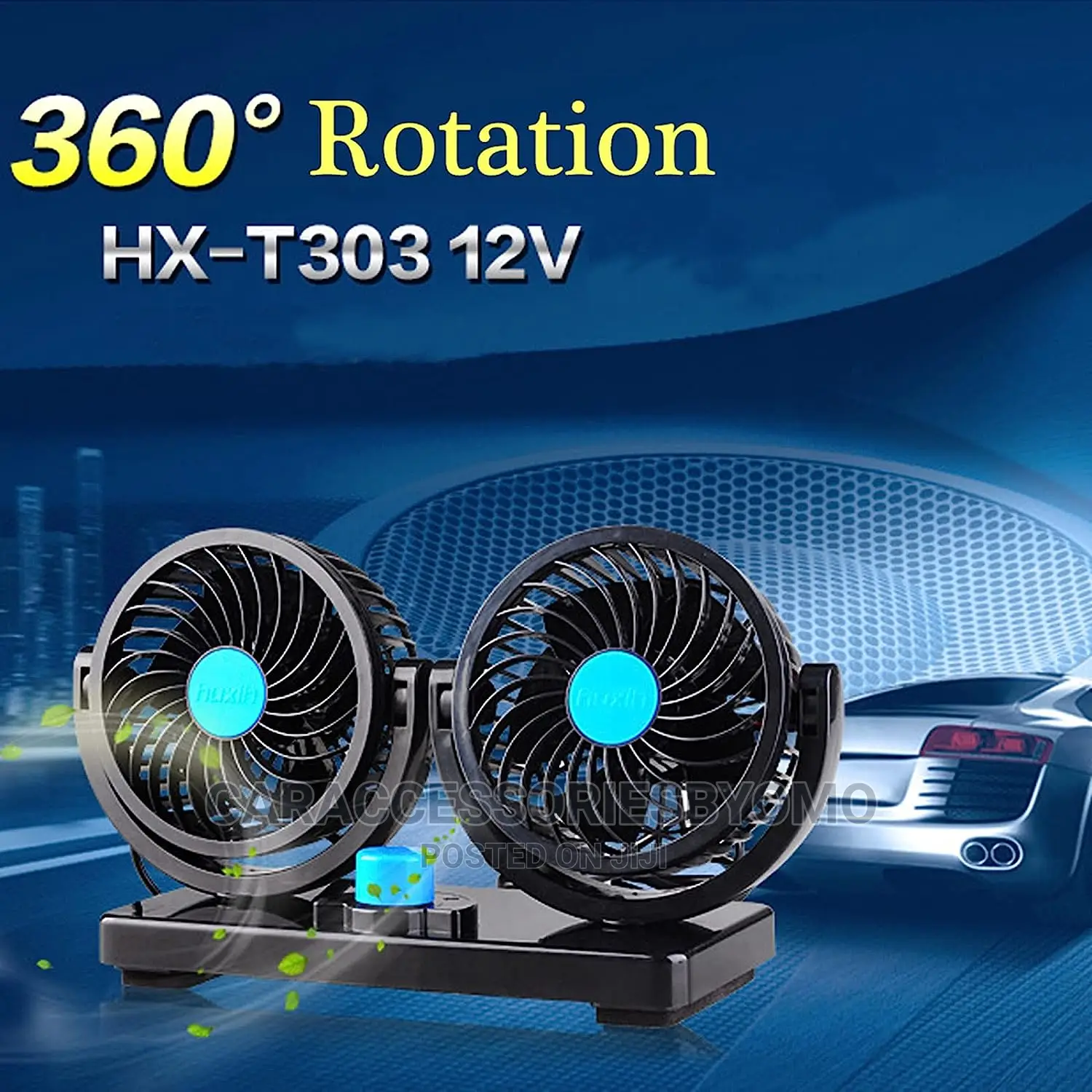 Double Headed Vehicle Car Fan Cigarette Lighter Charger 12v