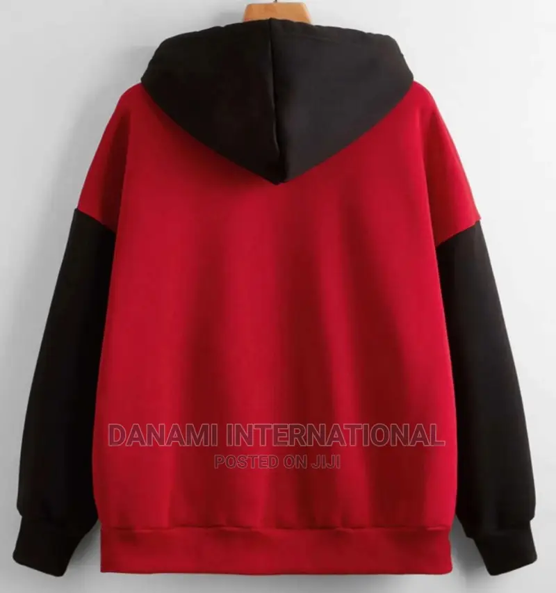 Red Black Contrast Hoodie
