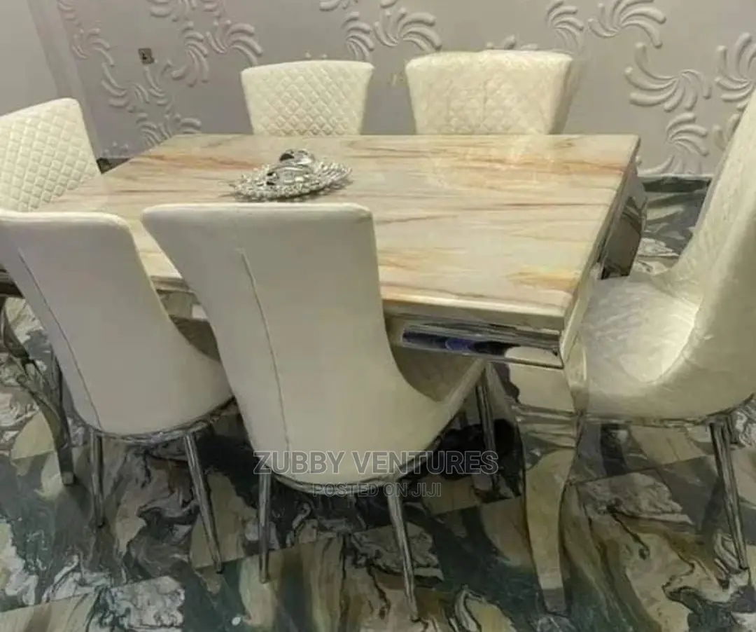 Brand New Quality Marble Top Dining Table Quality 6 Chairs