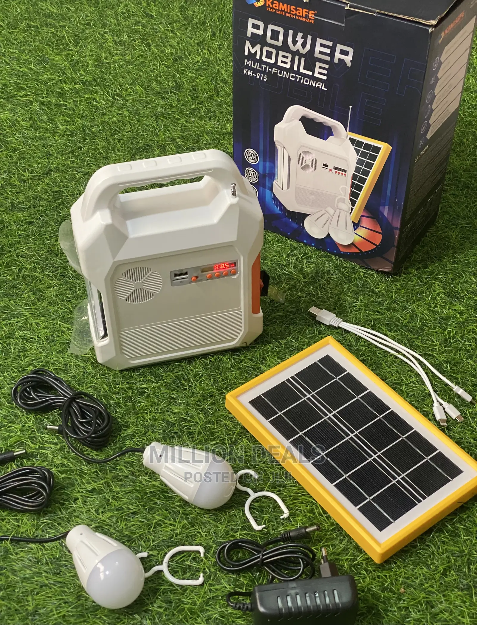 Portable Mobile Solar System With FM Radio, 2 Bulbs N Usb
