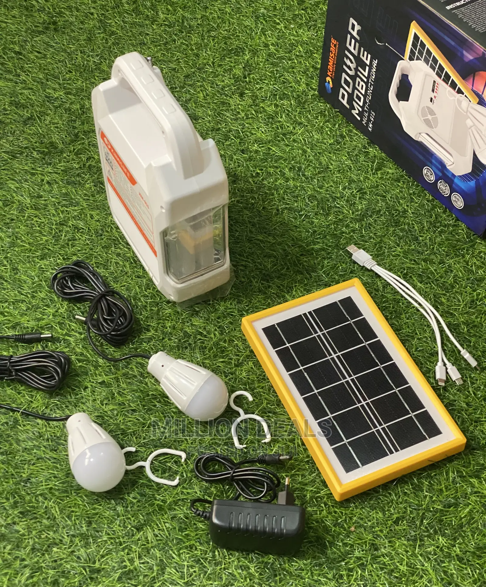 Portable Mobile Solar System With FM Radio, 2 Bulbs N Usb
