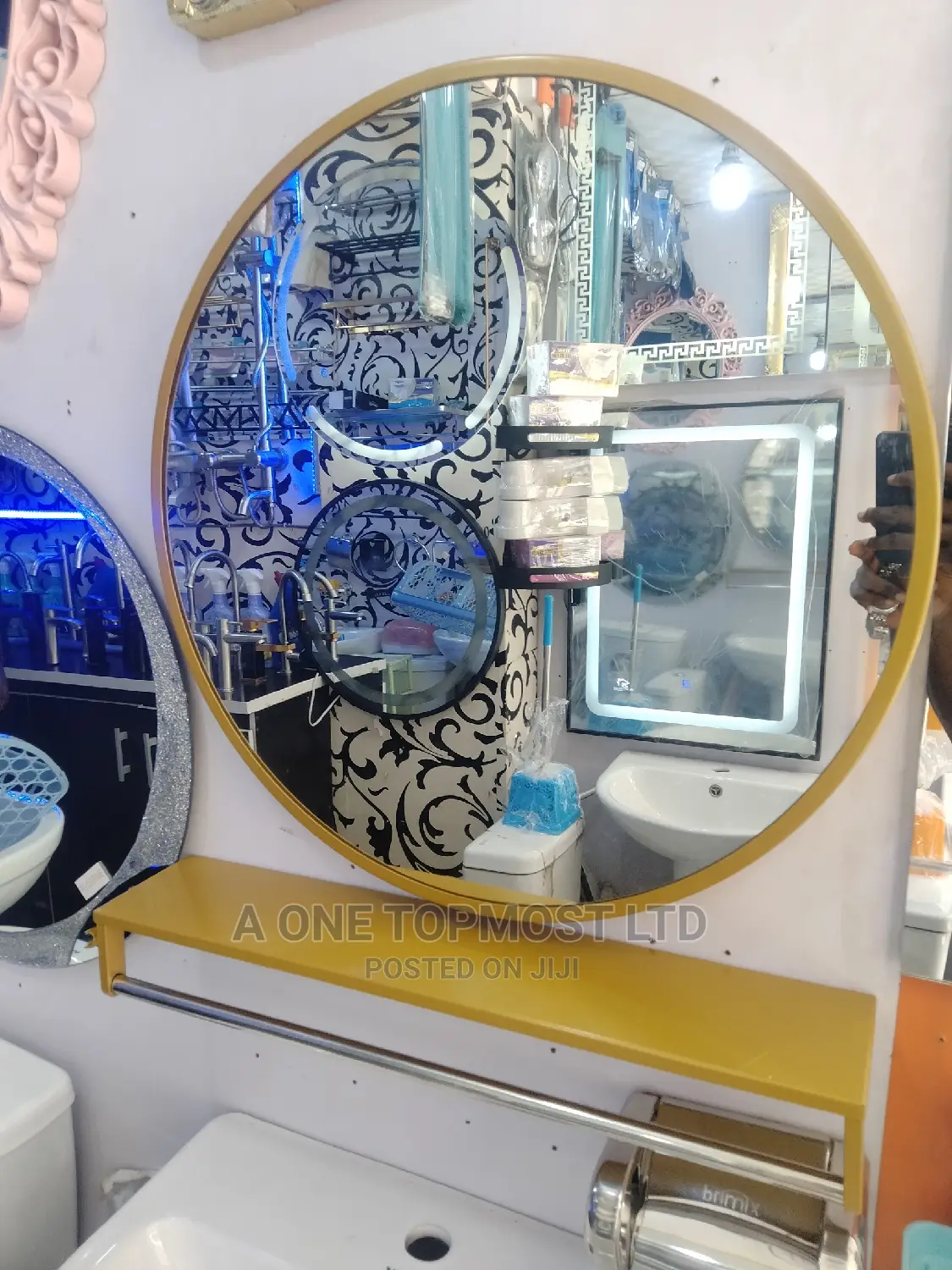 Gold Mirror With Shelf (60 By 60cm)