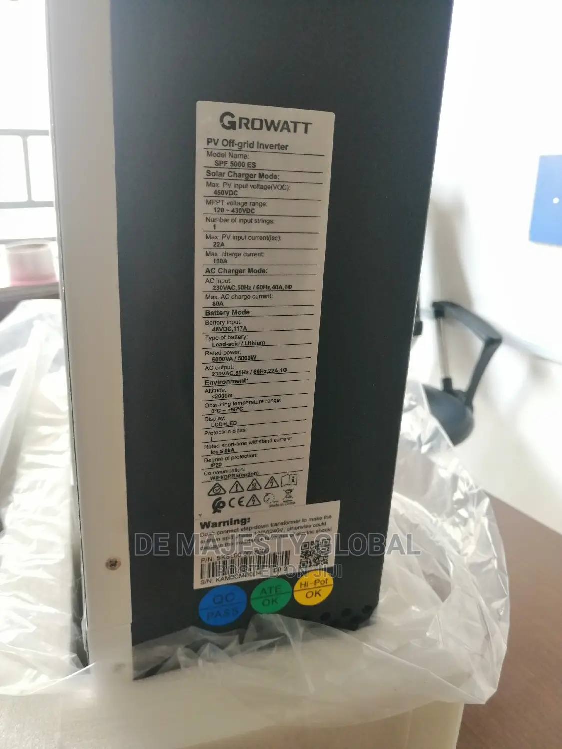 5kva 48V Growatt Hybrid Inverter With 120a MPPT Contrl