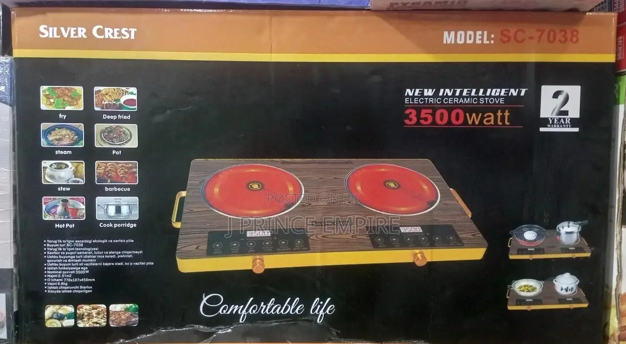 Double Burner Infrared Table Top Glass Cooker