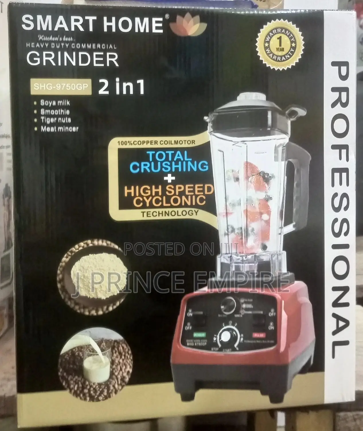 2 in 1 Smart Home 2200W Commercial Blender Grinder