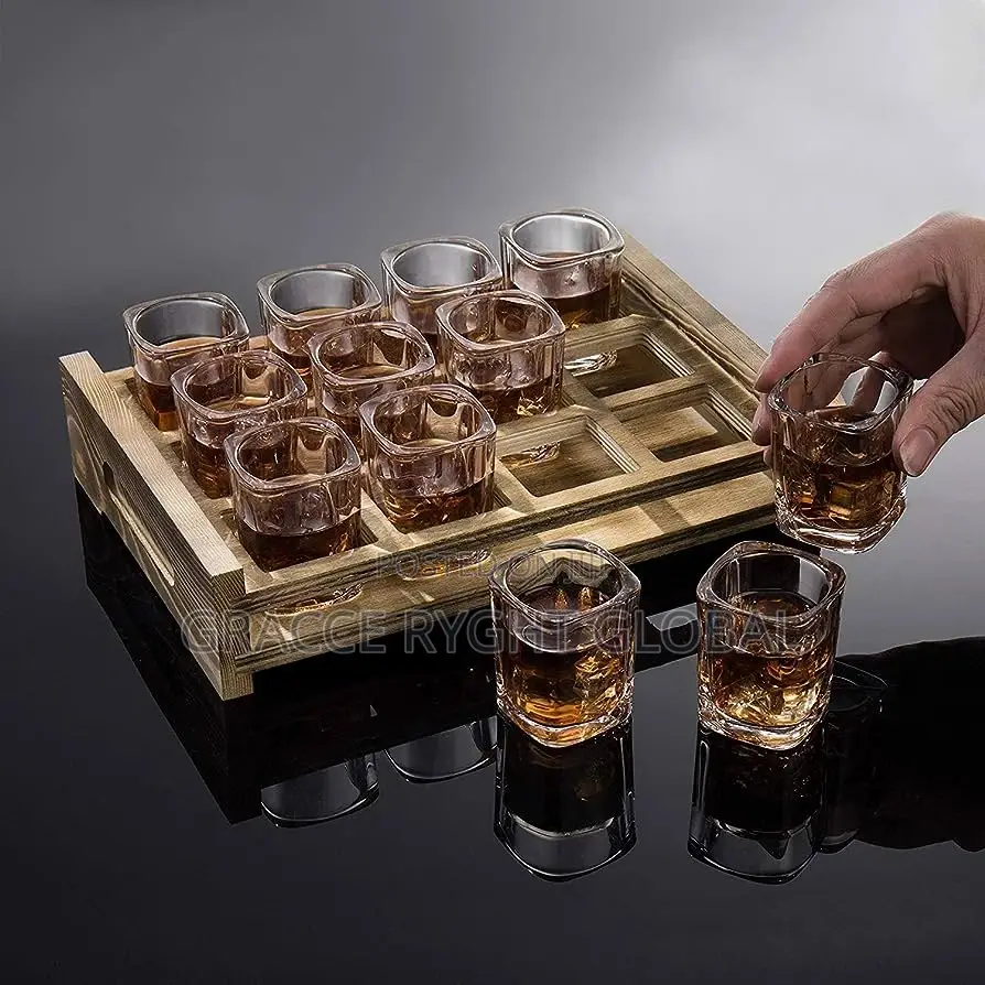 Square Shape Tequila Shots Glasses and Holder