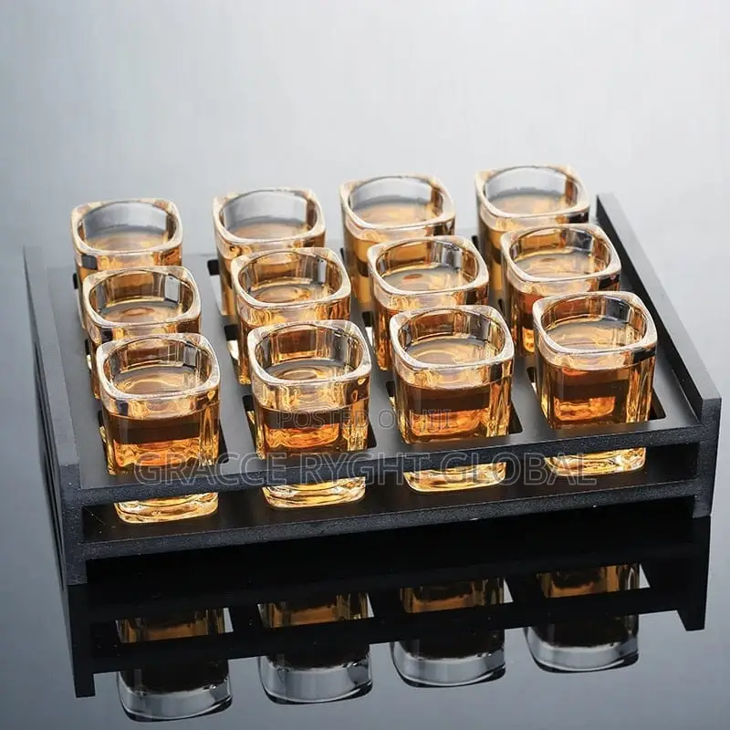 Square Shape Tequila Shots Glasses and Holder