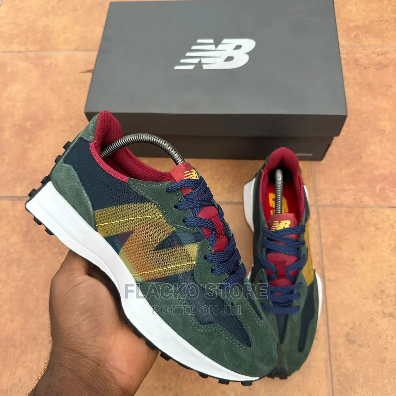 Original New Balance 327 Navy Olive Yellow Sneakers