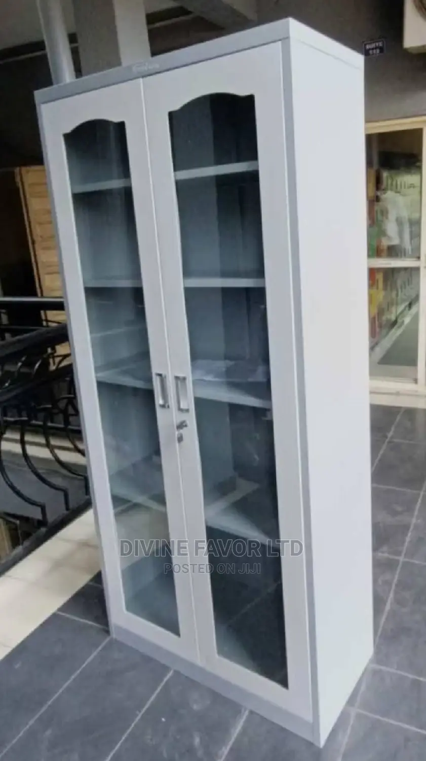 Office Metal Cabinet/Bookshelf With Glass Door.