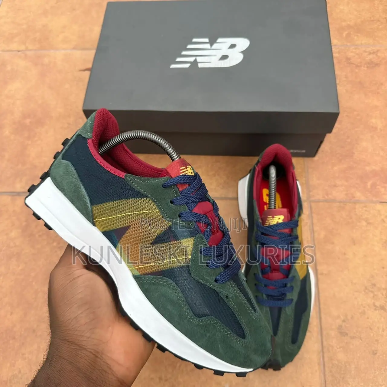 Original New Balance 327 Navy Olive Yellow Sneaker