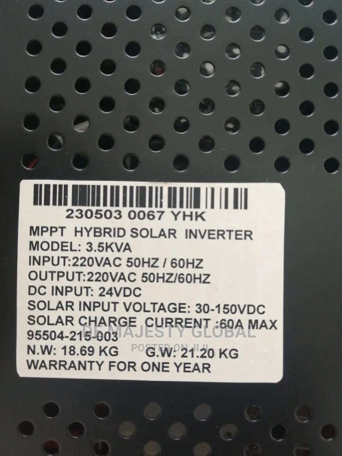 3.5kva24v Yohako Hybrid Inverter With 60a Contrl