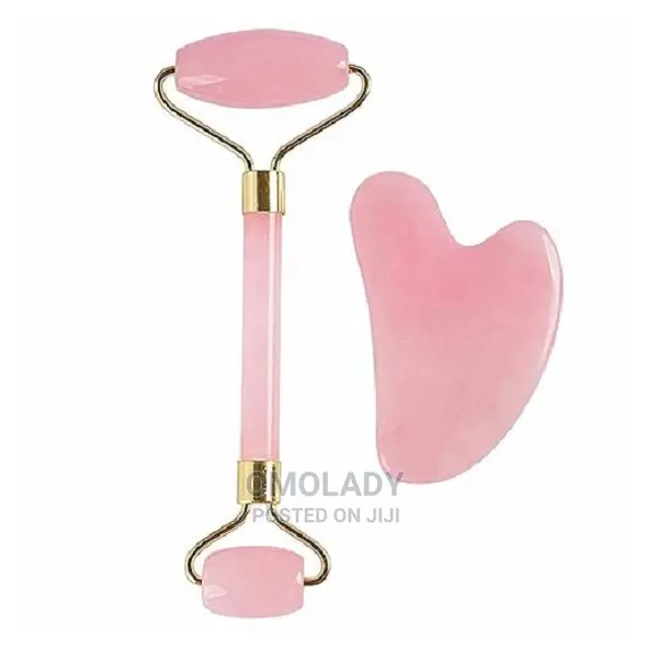 Jade Roller and Gua Sha Set Face Massage Roller Pink
