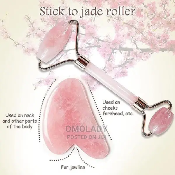 Jade Roller and Gua Sha Set Face Massage Roller Pink
