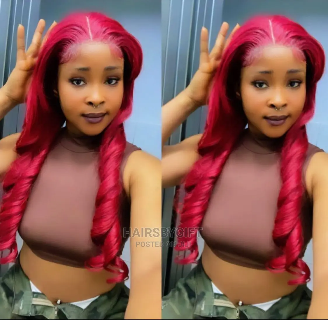 Tfrontal Bounce Wine Red Wig