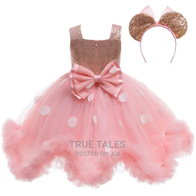 Girls Us Pink Ball Gown Dress With Hairbow
