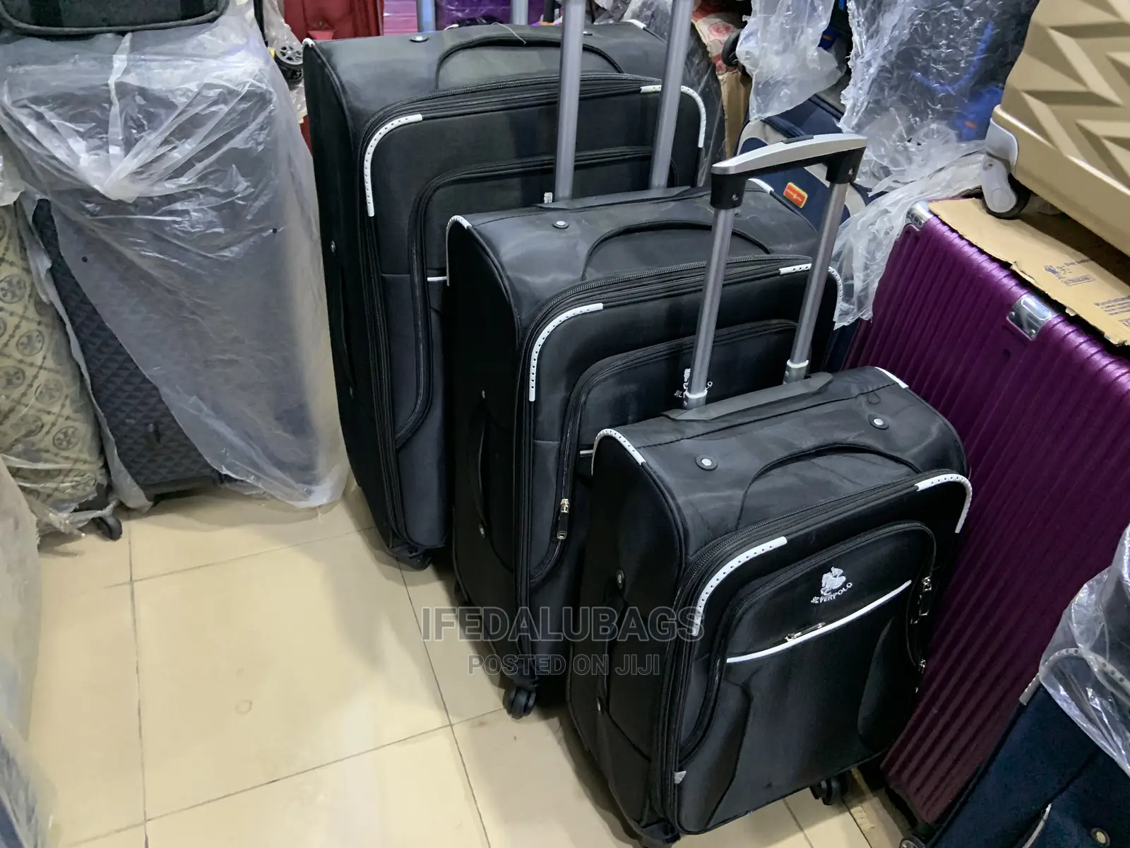 Set of Quality Light Weight Silver Polo Traveling Luggage
