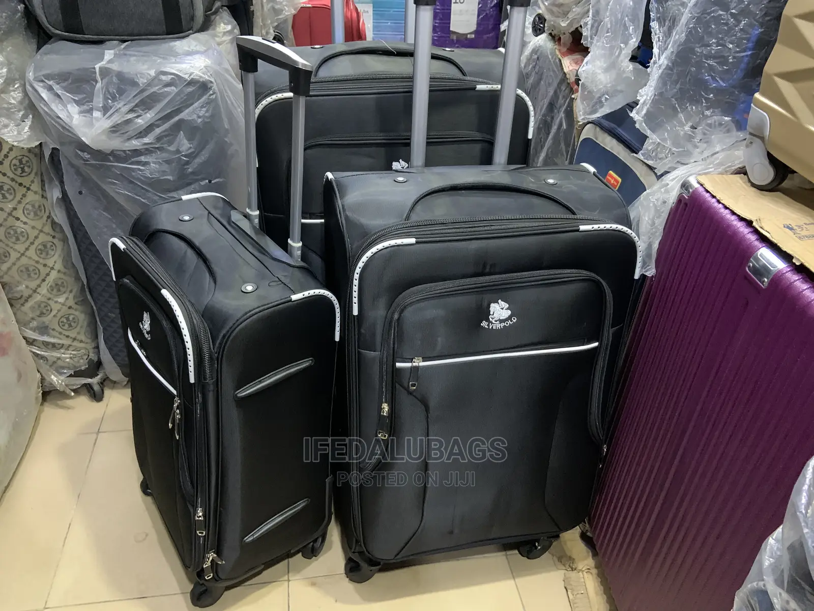 Set of Quality Light Weight Silver Polo Traveling Luggage