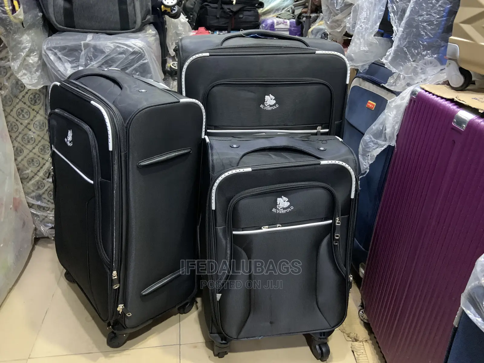 Set of Quality Light Weight Silver Polo Traveling Luggage