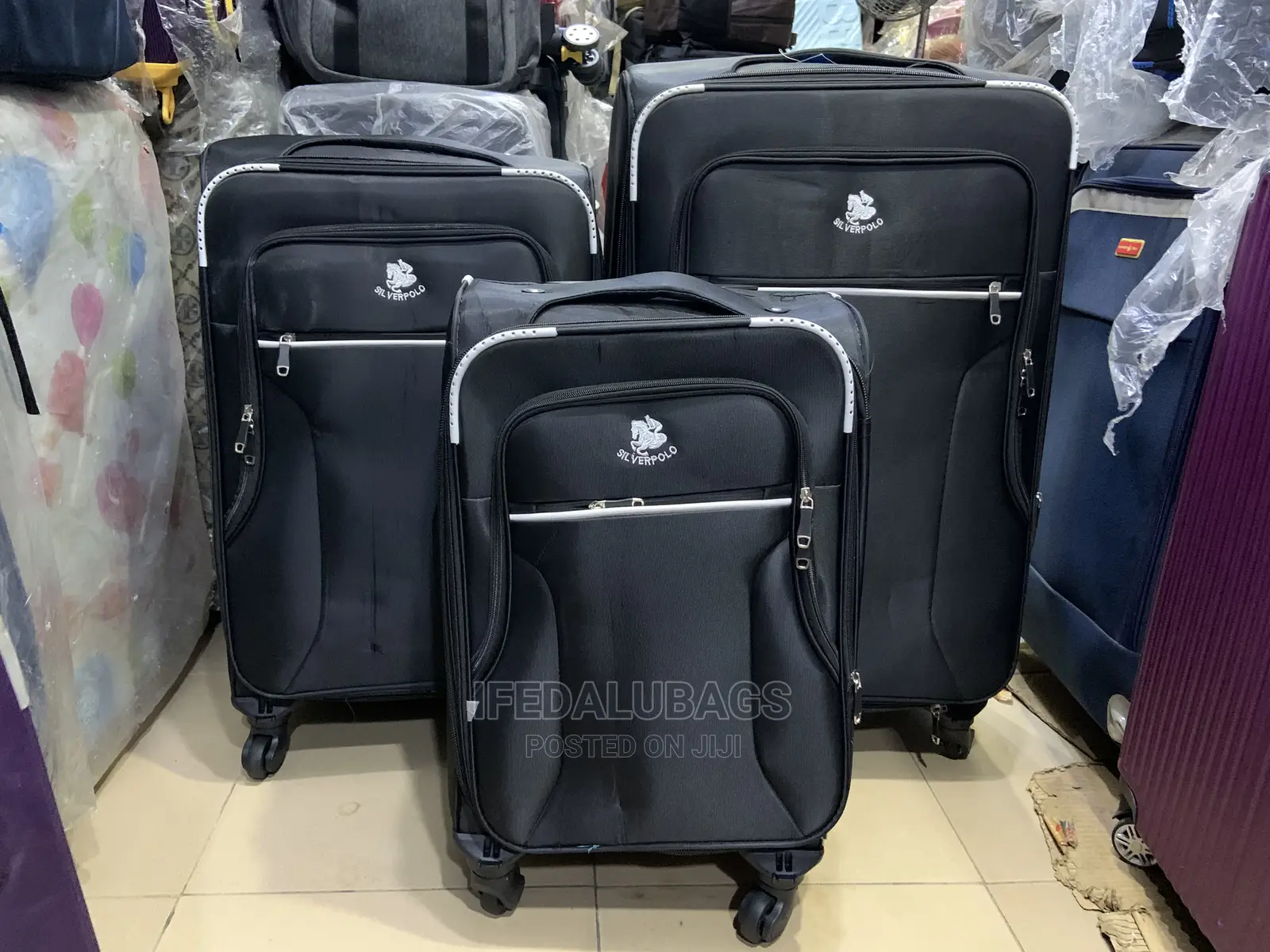 Set of Quality Light Weight Silver Polo Traveling Luggage