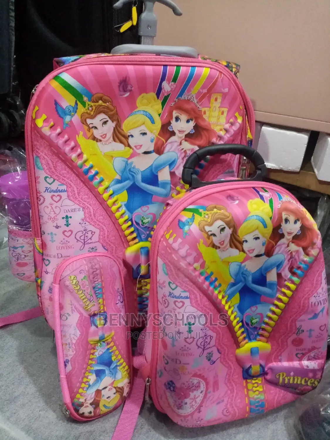 Set of 4 in 1 16 Inch Princess Children's Trolley School Bag
