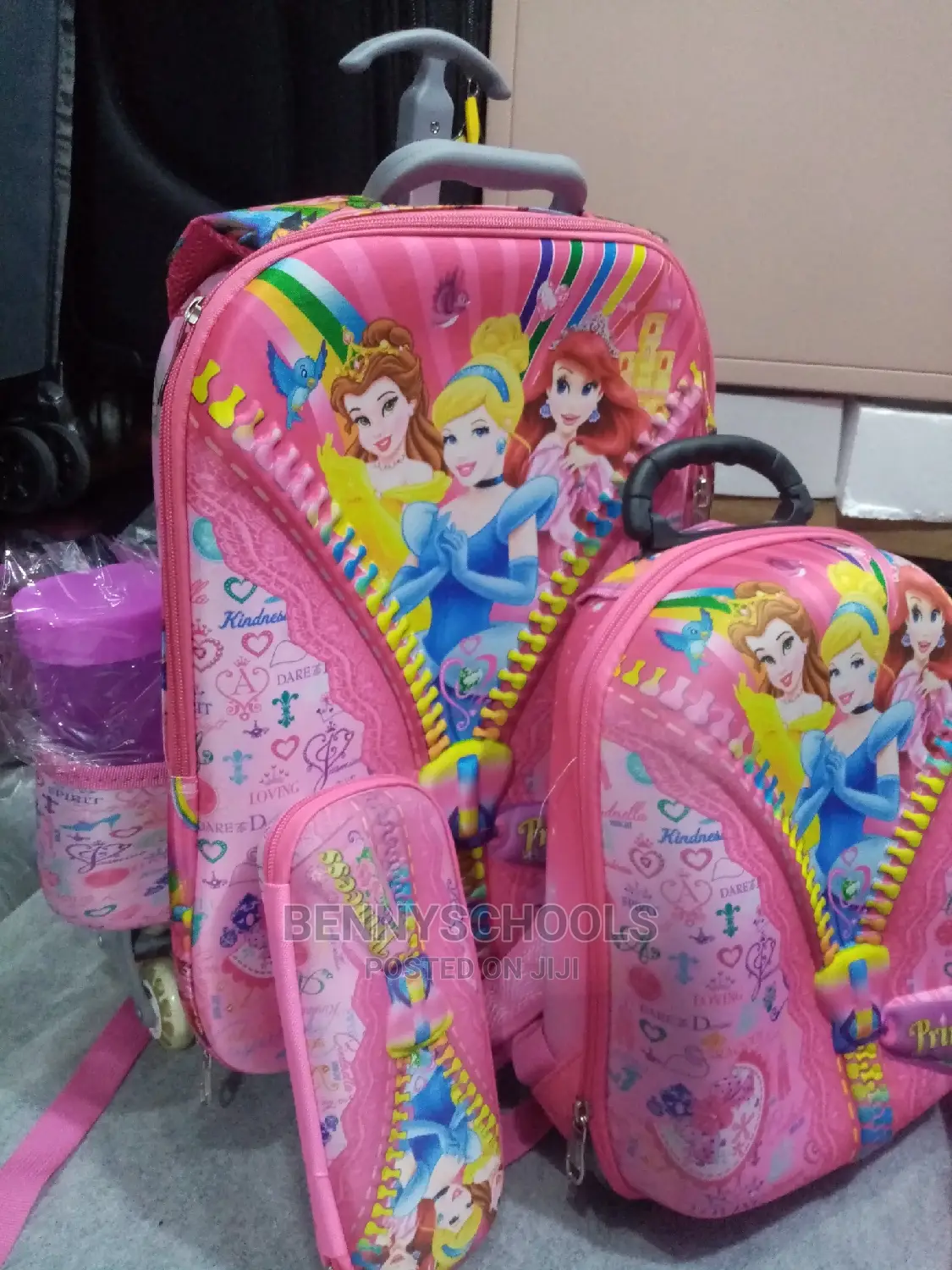 Set of 4 in 1 16 Inch Princess Children's Trolley School Bag