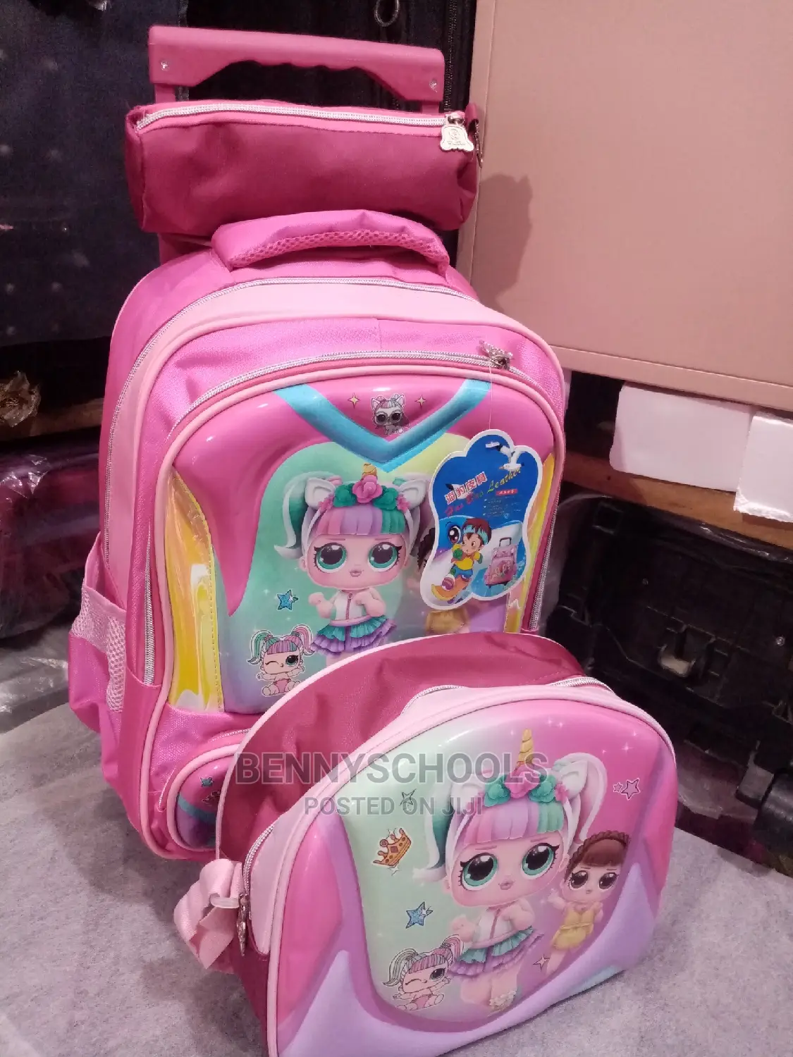 Set of 3 in 1 LOL Kids Children's Girls Trolley School Bag