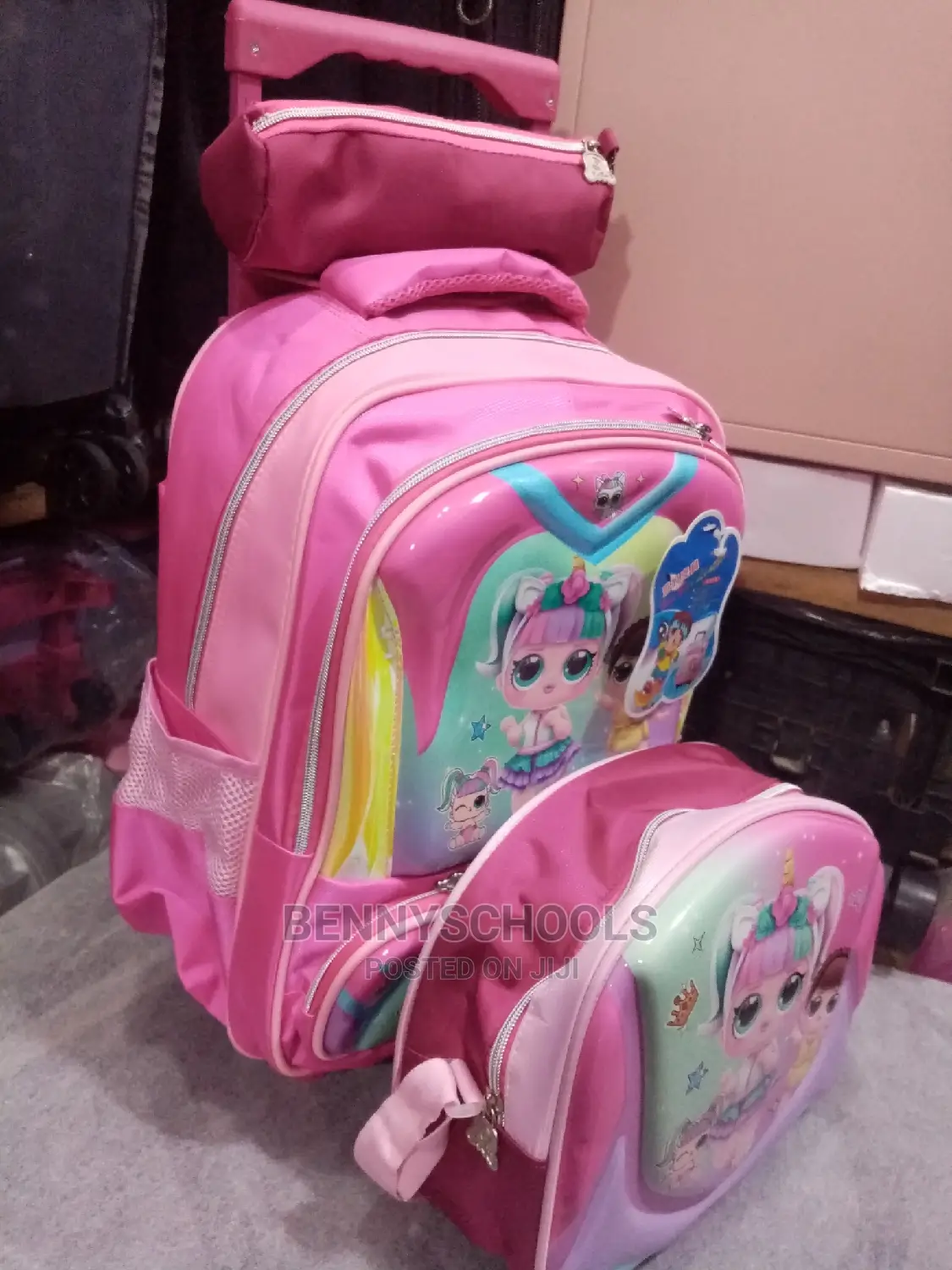 Set of 3 in 1 LOL Kids Children's Girls Trolley School Bag