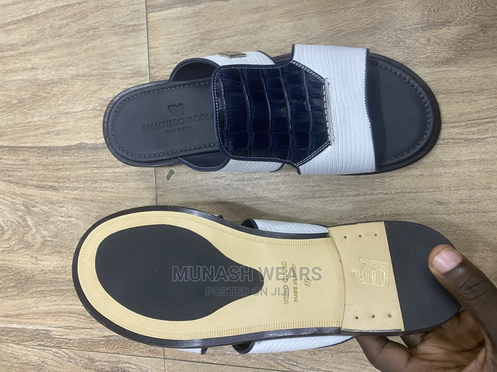 Italian Giamperionicola Leather Slipers
