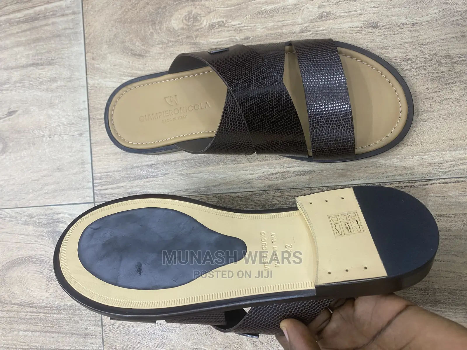 Italian Giamperionicola Leather Slipers