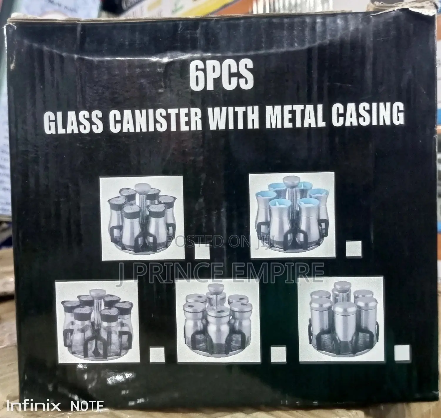 6pcs Glass Canister With Metal Casing
