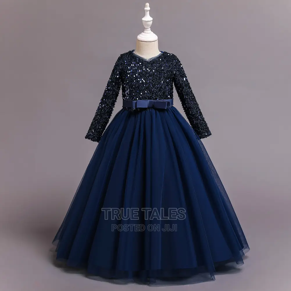 Glittery Long Sleeve Girl's Dinner Cinderella Ballgown Dress