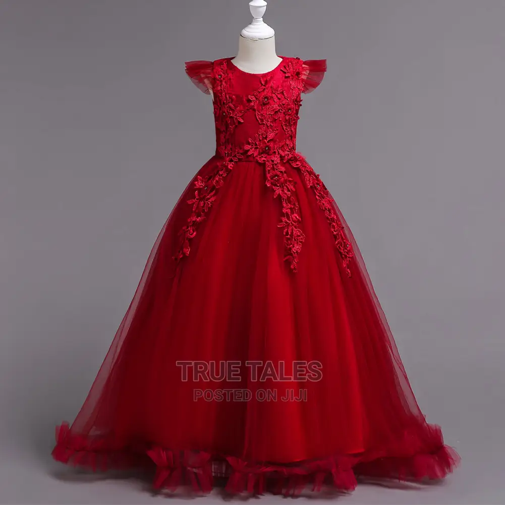 Girls Cap-Sleeves Cinderella Ball Gown Dress
