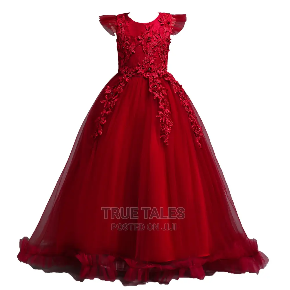 Girls Cap-Sleeves Cinderella Ball Gown Dress