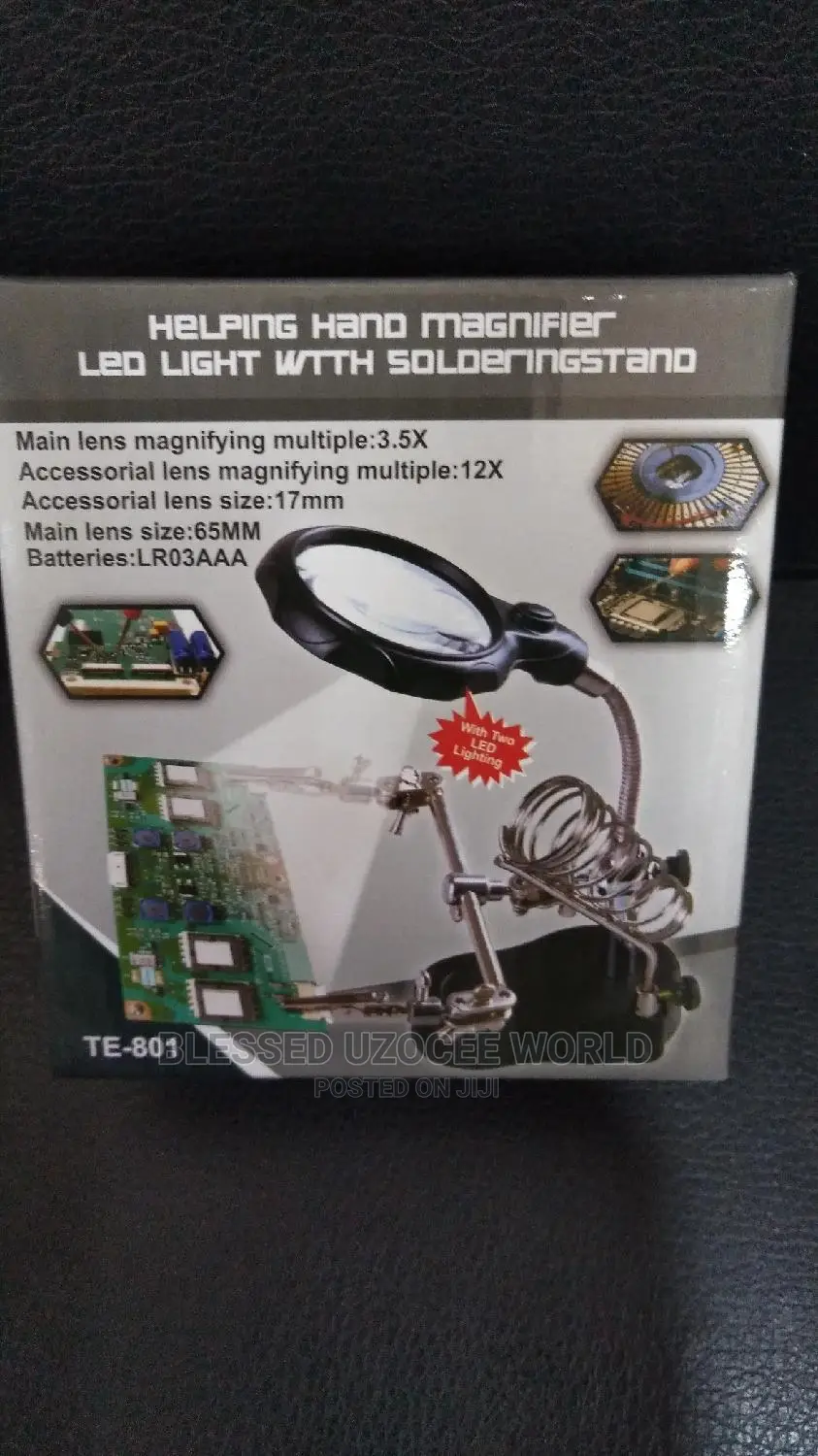 Portab Helping Hand Led Light Maginfier+Solderingstand Glass