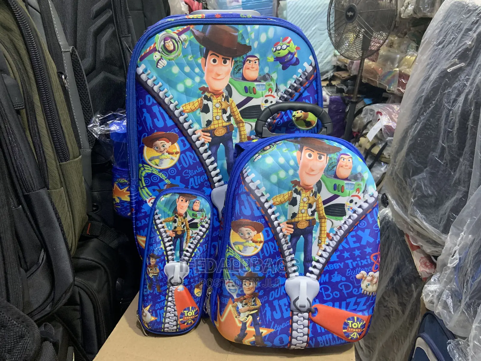 4n1 Cartoon Character Kids Trolley Backpack With Wheels