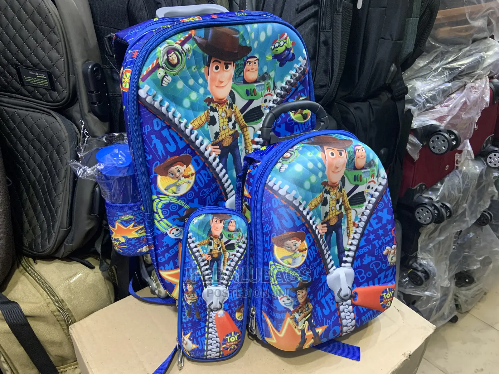 4n1 Cartoon Character Kids Trolley Backpack With Wheels