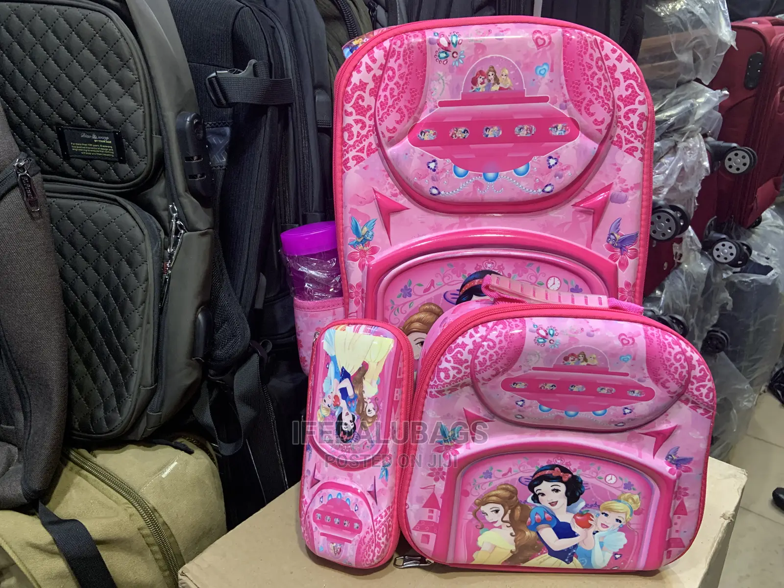 4n1 Cartoon Character Pink Kids Backpack